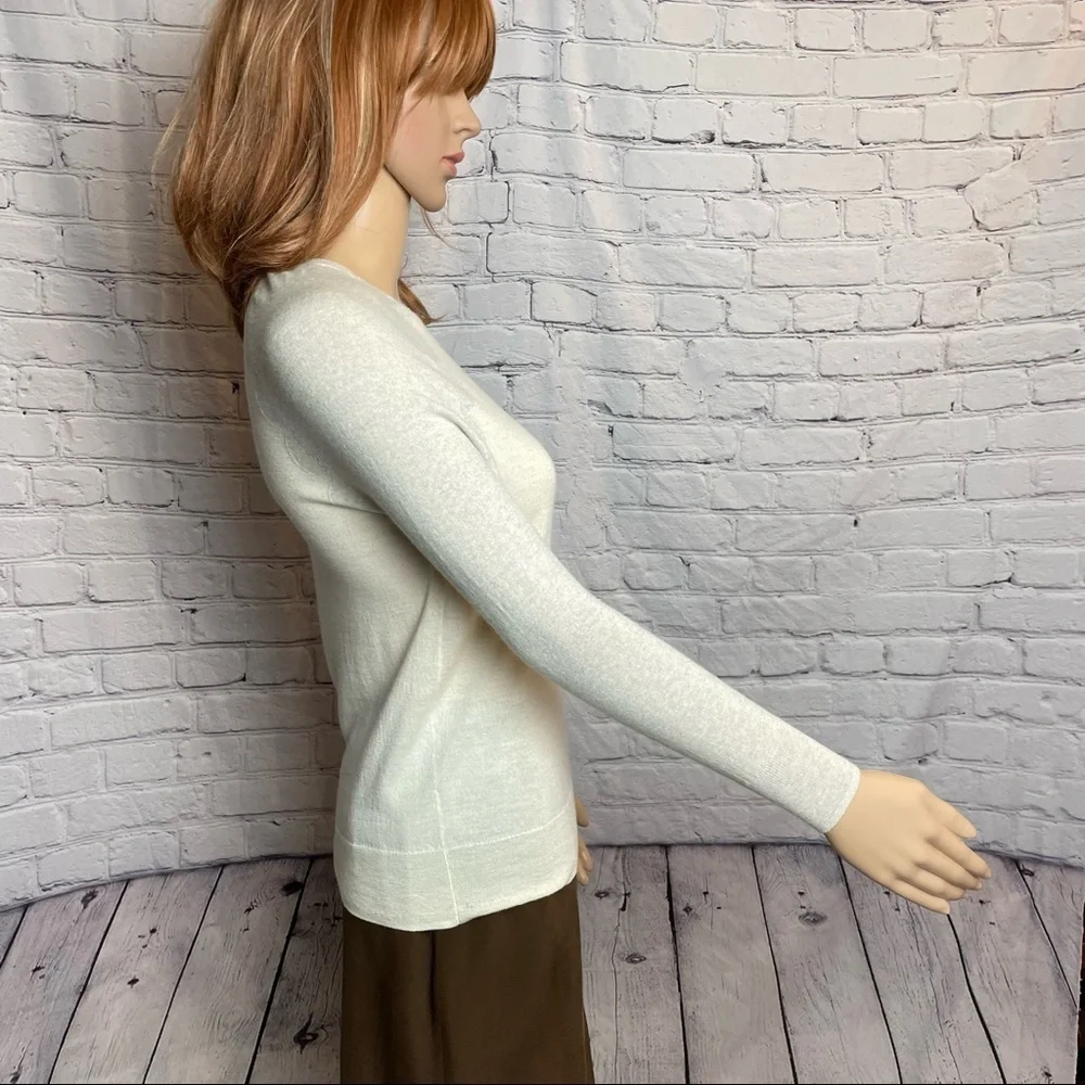 J. Crew Merino Wool White Gray Sweater Size XXS